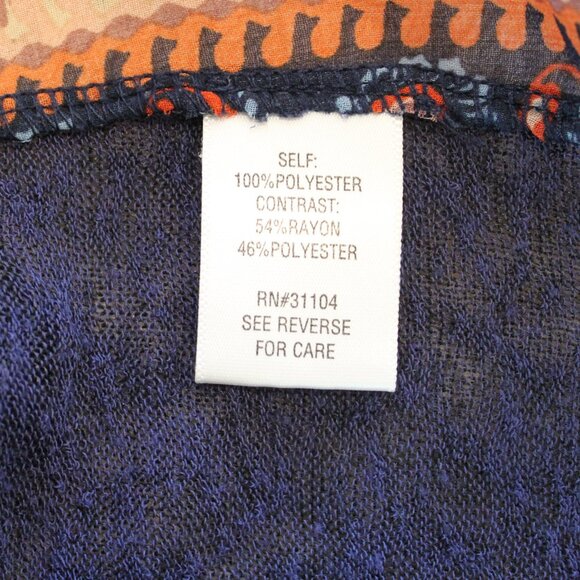 New Directions Mulitcolored/Navy Top with 3/4 Length Sleeves Sz Large - Picture 8 of 8